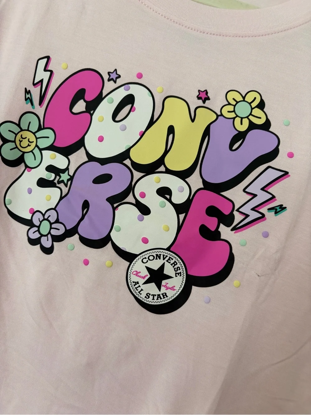 Small (6/6x) • Converse Girls' Pink Graphic Tee